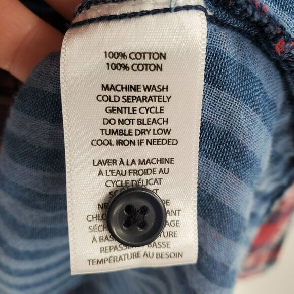 BeachLunchLounge Womens Plaid Half Button Long Sleeve Shirt Sz M 100% Cotton - Picture 6 of 9